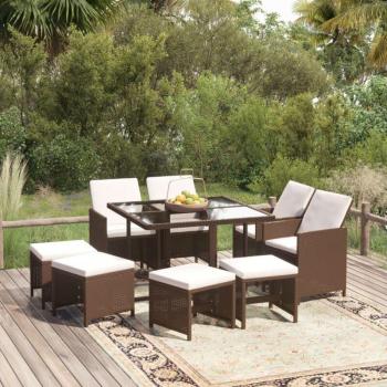 Conjunto de Mesa y Sillas Jardín Prolenta 9 Piezas