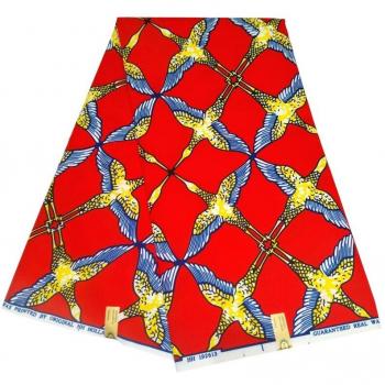 Tissu Africain Ankara Oiseaux Rouges