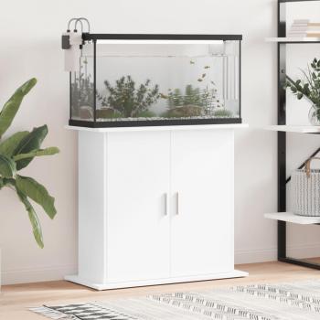 Support aquarium blanc 81x36x73 cm en bois