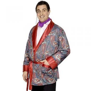 Men’s Fancy Dress Smoking Vest with Blue Paisley Print