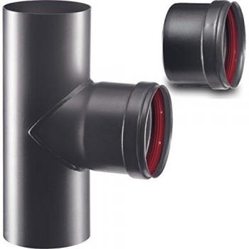 Smalbo RACCORDO A T PER STUFE A PELLET Col. Nero opaco Ø cm. 8 (M/F) Smalbo 2 PZ