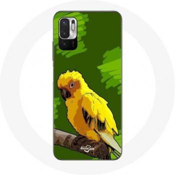 Xiaomi Poco M3 Pro Case with Yellow Parakeet Birds on Green Background
