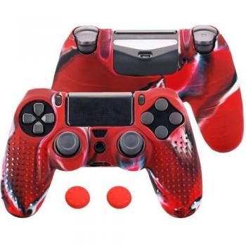 Coque protectrice en silicone OCIODUAL, modèle PS4 Slim Pro – rouge tricolore