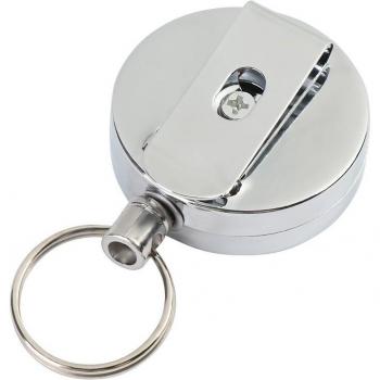 Chrome ID Badge Reel with Lanyard for Office and School