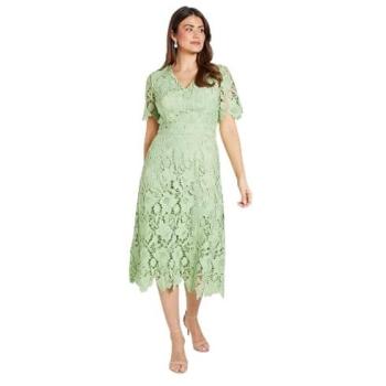 Wallis Laced Waist Midi Dress in Emerald Green