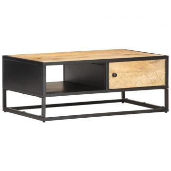 Arden Grace Rough Mango Wood Carved Door Coffee Table