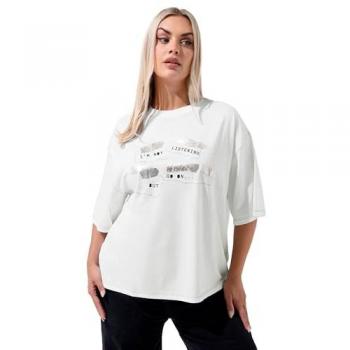 “Not Listening But Go On” Big‑Fit T-Shirt, Women's, White
