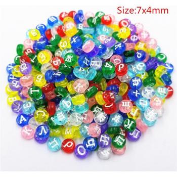 100 Pcs Flat Round/Square DIY Acrylic Beads with Russian Letters for Jewelry Crafting