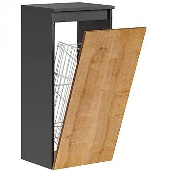 Unterschrank MODENA-56 Bad inkl. Wäschekorb anthrazit Hamilton Eiche Nb., 40/87/33 cm