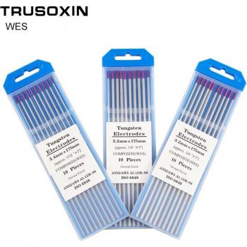 10pcs Purple Head WES Tungsten Electrode 1.0/1.6/2.0/2.4/3.0/3.2/4.0x175mm TIG Rods