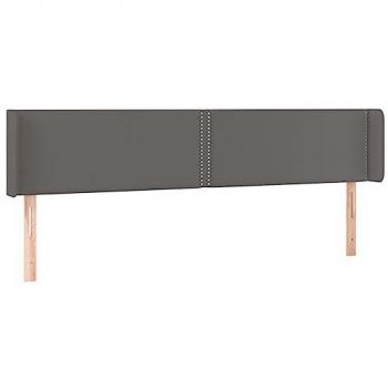 VidaXL Kopfteil mit LED Grau 203x16x78/88 cm aus Kunstleder