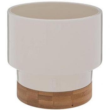 Vaso in ceramica e bambù le collectionneur bianco 16x15cm h16cm