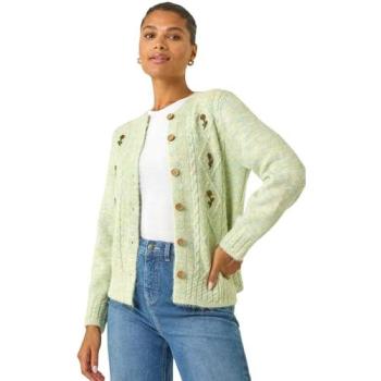 Roman Green Embroidered Floral Cardigan – Variante Tricot