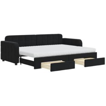 Lit de jour gigogne noir 80x200 cm velours