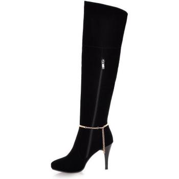 Bottes Fermeture Éclair QUTAA, Femmes, Genou et Talon Haut