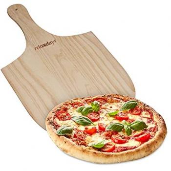 3 Palette in Legno per Pizza con Manico, Dimensioni: 30,5 x 54 cm, Naturale