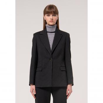 Blazer lungo in tessuto gessato regular fit