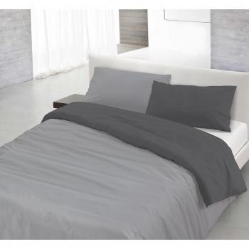 Parure di biancheria da letto 100% cotone colori naturali grigio chiaro e fumo con sacco e federe