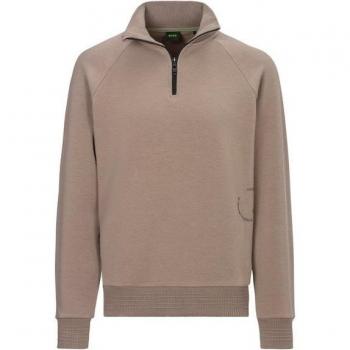 BOSS Green Modell 'Saggel' Sweatshirt mit Troyer-Kragen S Beige