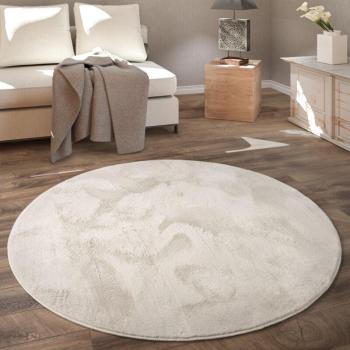 Paco Home Tapis Ronde Peluche 160 cm – Variante Crème