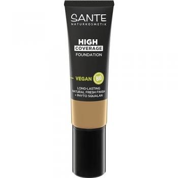 SANTE Naturkosmetik Hochdeckende Foundation 04 Cool Beige, vegane Grundierung mit Bio-Peptiden, 25 ml