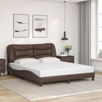 Cadre de lit 160x200 cm en similicuir marron