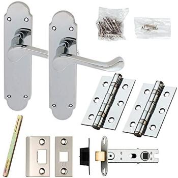 Chrome Scroll Lever Door Handle and Latch Assembly (170 × 42 mm)