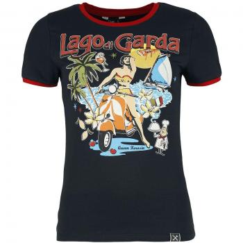 Queen Kerosin Lago Di Garda T-Shirt für Damen schwarz/rot