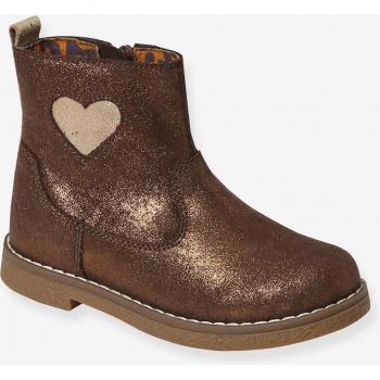 Boots Bronze Cœur en Cuir pour Fille VERTBAUDET