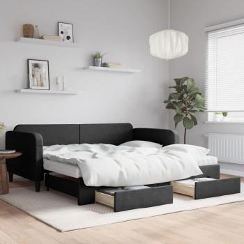 Lit de jour gigogne noir 100x200 cm tissu