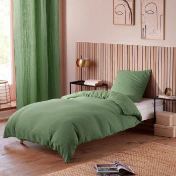 Parrilla de draps Noah 3 piezas – Gasa algodón oliva para cama individual
