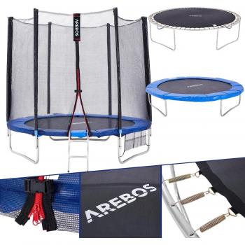 Cama elástica de 10 ft con red y escalón – Arebos
