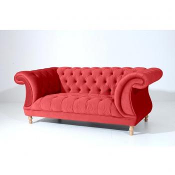 Ivette Max Winzer 2‑er Couch – Rot, Samtvelours, Maße 80 x200 x100 cm