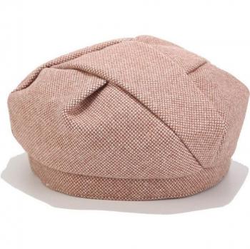 Boina de lana para mujer, boina de algodón a cuadros, diseño vintage octogonal