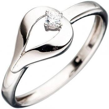 WEISS GOLD Ring JOBO Damen – 333 Gold, 58, Zirkonia‑Akzent