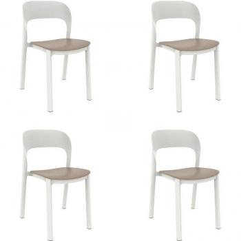 Chaises « Garbar » Intérieur/Extérieur – 4 exemplaires, blanc‑sable