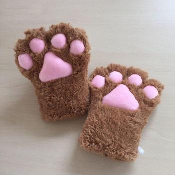Gants en peluche à griffes de chat, 1 ensemble, noir