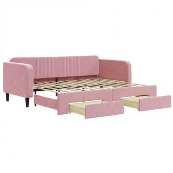 Nido Sofá Cama Rosa Terciopelo 90x200 + Cajones Integrados