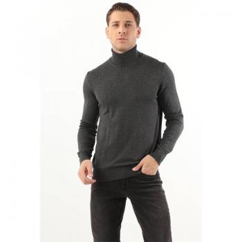 Maglia di Lanna Fisherman Base Nera Antracite Uomo