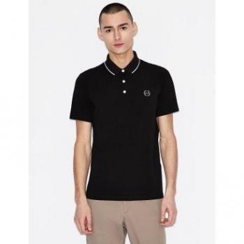 Armani Exchange Black Button-Front Polo Shirt for men, size M