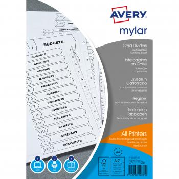 ValueX A-Z Index Dividers A4 120 Micron Polypropylene White