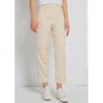 Pantaloni Chino Lois Jeans Beige 26 Vita Alta Loose Pleat