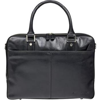 Dbramante1928 Rosenborg Laptop-Tasche 16 mit strukturierten Ledergriffen – Schwarz