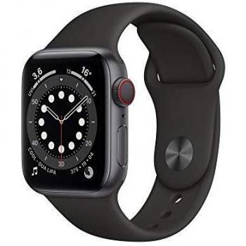 Apple Watch Series 6 Aluminiumgehäuse space grau 40mm mit Sportarmband schwarz (GPS + Cellular)