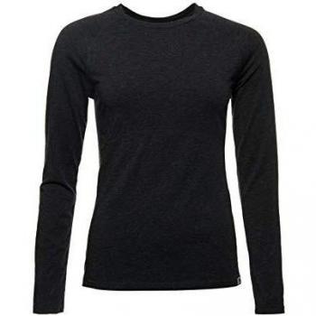 Superdry Merino Baselayer Damen‑Crew mit Schnee‑Design, Schwarz