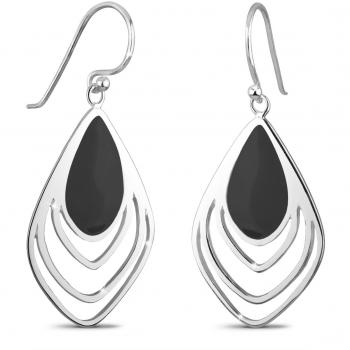 Elli Boho‑Hippie Federohrringe – Damen, 925 Silver, Emaille‑Finish
