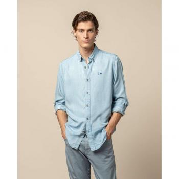 Camisa Tencel Denim Claro Masculina Regular