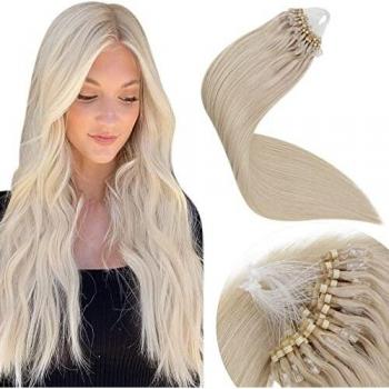 Unsichtbare Microring-Haare – Weißblond, 20 Zoll, 1 g/s