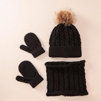 Children's Woolen Hat Set with Scarf and Gloves for Ages 0-3