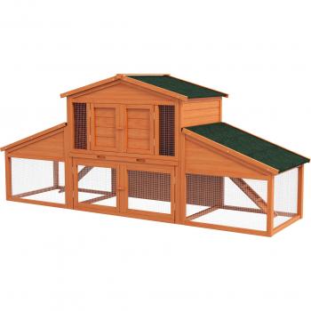 PawHut Enclos Multi-Étages – 2 espaces séparés, déjection intégrée